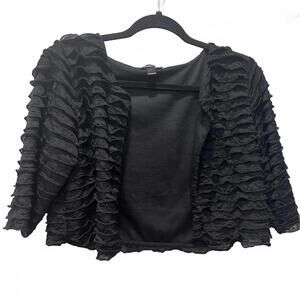 Forever Black Ruffle Textured Open Front Jacket